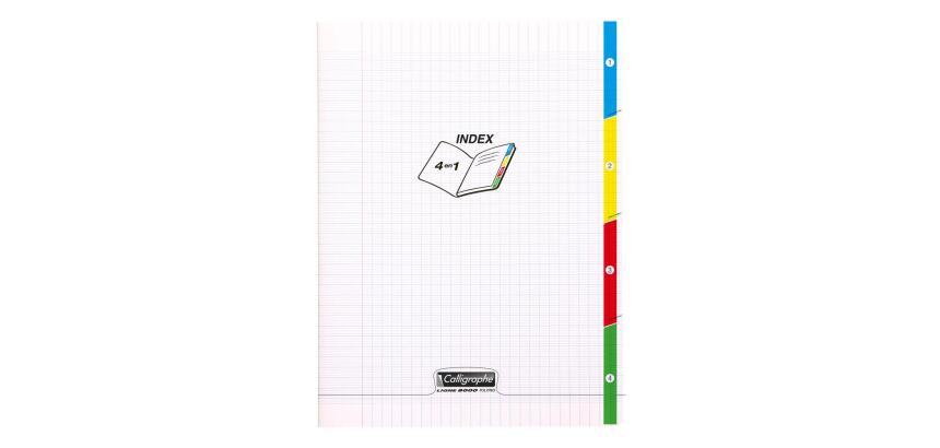 Cahier 4 index piqué 8000 POLYPRO 24x32 cm 96 pages grands carreaux 90 g - Incolore