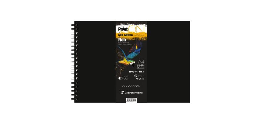 PaintON Noir carnet spiralé 30F A4 250g