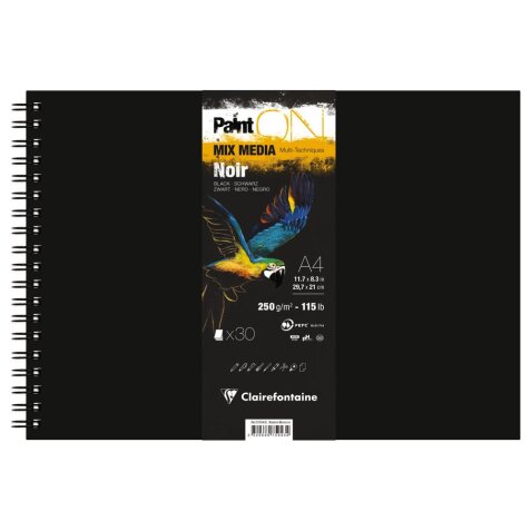 PaintON Noir carnet spiralé 30F A4 250g