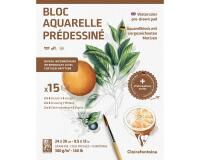 Aquarelle Prédessiné Botanique bloc collé 15F 24x30cm 300g