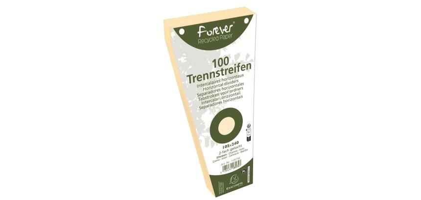 Paquet 100 fiches intercalaires trapézoïdales unies perforées Forever - 105x240mm