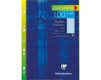 Feuillets mobiles de couleur sous étui A4 100 pages perforées petits carreaux