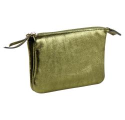 Clairefontaine CUIRIS# Small Two-Compartment Pouch - 13x9cm - Green