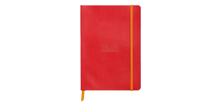 Rhodiarama carnet souple COQUELICOT A5 160 pages 5/5 papier ivoire 90 g/m2, fermeture élastique - Coquelicot