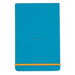 Rhodiarama Webnotepad rembordé rigide A5 192 pages ligné microperforé papier ivoire 90g fermeture élastique - Turquoise