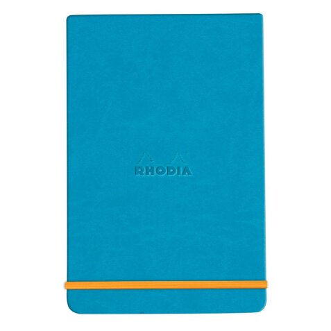 Rhodiarama Webnotepad rembordé rigide A5 192 pages ligné microperforé papier ivoire 90g fermeture élastique - Turquoise