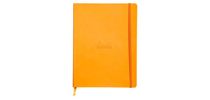 Rhodiarama carnet souple 19x25 cm 160 pages ligné papier ivoire 90g fermeture élastique - Orange
