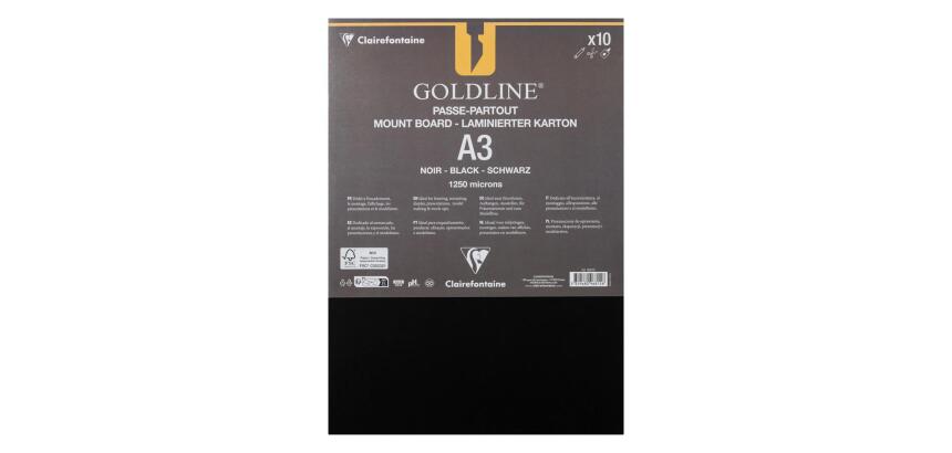 Goldline contrecollé pour passe-partout paquet 10F A3 1,25mm - Noir