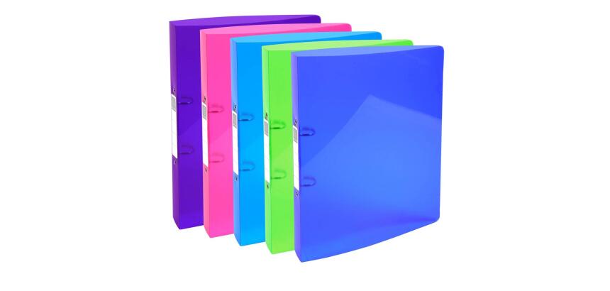 Classeur 2 anneaux plastifié Exacompta Iderama  A4 - Dos 3 cm couleurs assorties