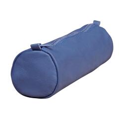Trousse en cuir Age Bag ronde 21xØ6 cm - Bleu