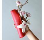 Rhodiarama trousse ronde simili cuir italien 5x21,5 cm - Corail