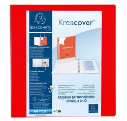 Classeur 4 anneaux plastifié Exacompta Kreacover personnalisable A4 maxi - Dos 9 cm