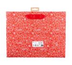 Premium sac shopping rouge & blanc 32x13x24,5 cm - Rouge
