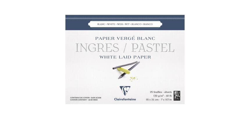 Ingres Pastel bloc collé 25F 18x24cm 130g - Blanc