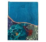 K3 blue, Carnet cuir 19x24 cm, 144 pages, ligné. - Bleu