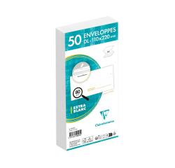 Paquet de 50 Enveloppes Blanches DL-110x220 mm - Précasées - Auto-Adhésives - 80g/m2 - Blanc