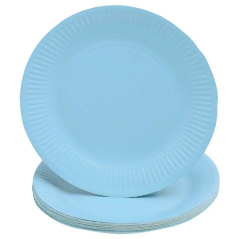 Platos de cartón sin plástico - Ø 23 cm - Azul cielo