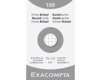 Étui de 100 fiches - bristol quadrillé 5x5 non perforé 75x125mm - Blanc