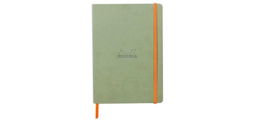 Rhodiarama carnet souple A5 160 pages dot papier ivoire 90g fermeture élastique - Céladon