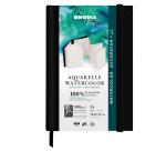 Rhodia Touch Watercolor Book accordéon, papier grain fin 100% coton 300g - A5 portrait, 24 pages - Noir