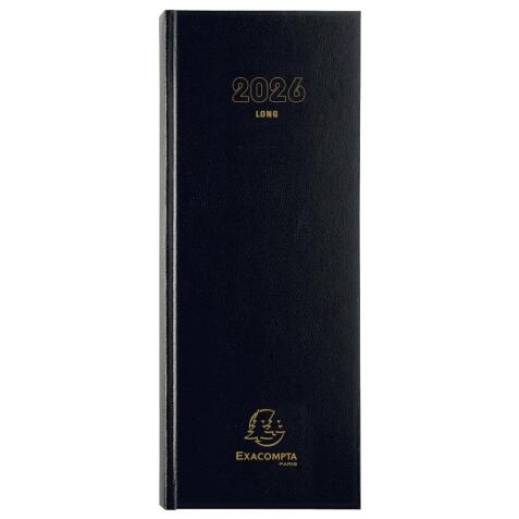 Agenda de bureau Long Euro et cents 13,5 x 32,1 cm Journalier Janvier à décembre 2026 - Noir