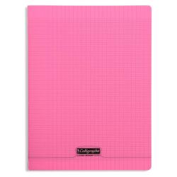 Cahier piqué 8000 POLYPRO 24x32 cm 96 pages grands carreaux 90 g - Rose