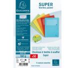 Paquete de 50 Subcarpetas con ventana con fuelle SUPER 160 g/m2 Exacompta - Colores surtidos