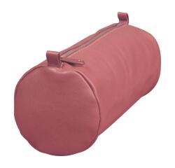 Trousse en cuir Age Bag Grande ronde 22xØ8 cm - Rose antique