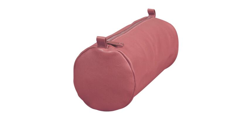 Trousse en cuir Age Bag Grande ronde 22xØ8 cm - Rose antique