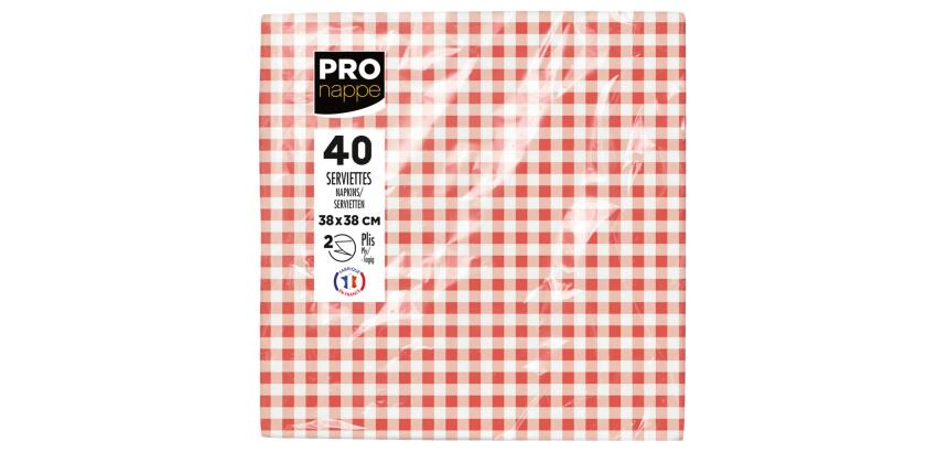 Paquet de 40 serviettes micro-gaufrées ouate décorées 2 plis - 38x40 cm