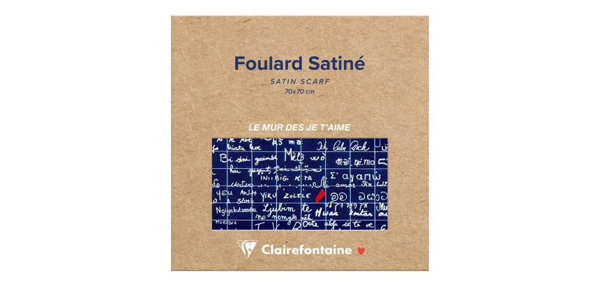Le Mur des Je t'aime, Foulard satiné 70 x 70cm