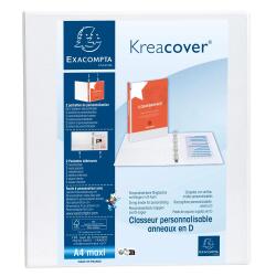 Classeur PP personnalisable Kreacover - 4 anneaux en D 50mm - A4 maxi - Blanc