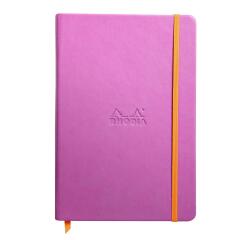 Rhodiarama carnet rembordé rigide A5 192 pages ligné papier ivoire 90g fermeture élastique - Lilas