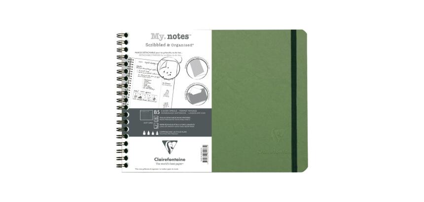 My.Notes Age Bag cahier reliure intégrale à marges détachables B5 paysage 120 pages détachables DOT + cadre en-tête - Vert