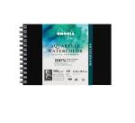 Rhodia Touch Watercolor Book, papier grain fin 100% coton 300g - A6 paysage, 40 pages - Noir