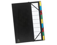 Ordnungsmappe mit festem Deckel 3mm, Gummizug und dehnbarem Faltenrücken, 9 Fächer, Ordonator, für Format DIN A4 - Farben sortiert