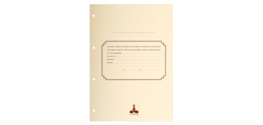 Recharge 297X210 100 feuillets foliotés 80g + garde - Blanc