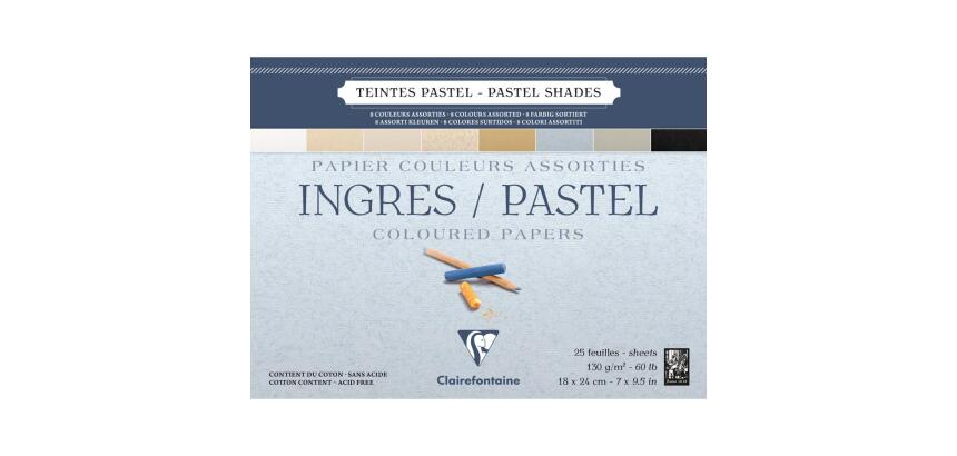 Ingres Pastel bloc collé 25F 18x24cm 130g - Assortiment pastel