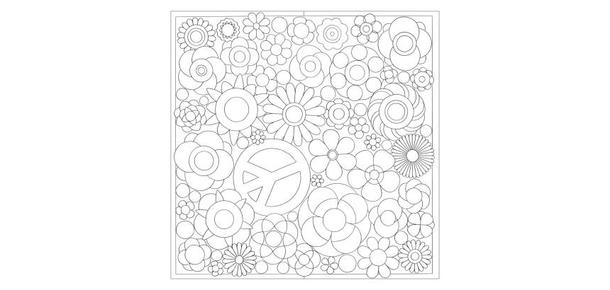 Carré 100% soie - 90x90cm Peace - Blanc