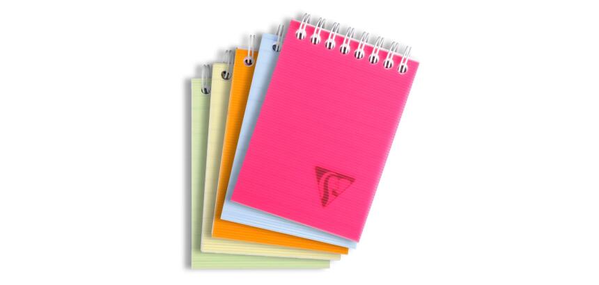 Bloc reliure intégrale Linicolor FRESH en-tête A7 160 pages détachables ligné couverture plastique polypropyène rainuré Couleur aléatoire - Assortis