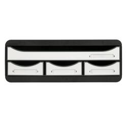 Módulo individual con 4 cajones con tope de seguridad y porta-etiquetas - 270x355x135 mm - GLOSSY - Blanco glossy