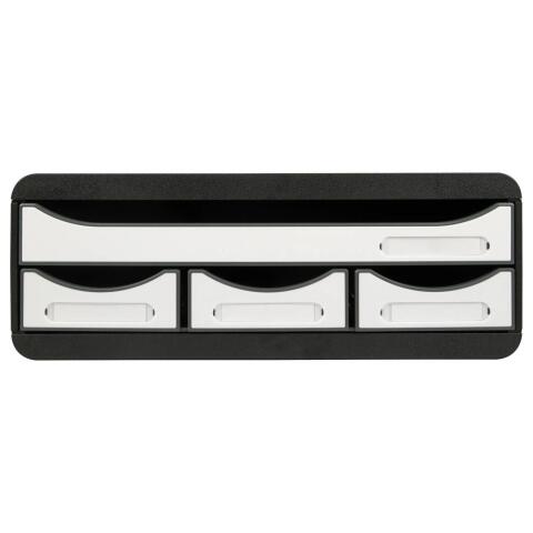 Módulo individual con 4 cajones con tope de seguridad y porta-etiquetas - 270x355x135 mm - GLOSSY - Blanco glossy
