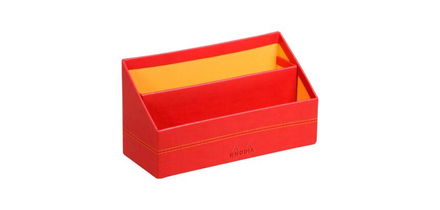 Rhodiarama porte-courrier simili cuir italien 25x10x14 cm - Coquelicot