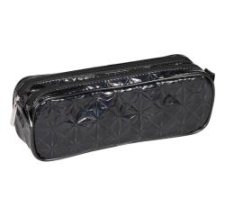 Trousse holographique rectangulaire 2 compartiments 22x7x8 cm, noir - Noir