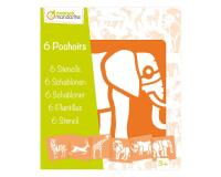 Set de 6 pochoirs enfants, Animaux de la savane - Orange