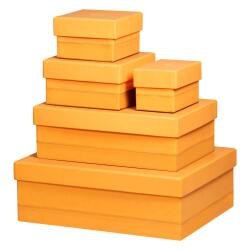 Rhodiarama set 5 boîtes gigognes simili cuir italien 44x34x16 cm - Orange