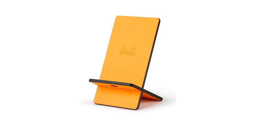 Rhodiarama support pour téléphone mobile simili cuir italien 13x8x8,5 cm - Orange