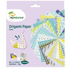 Origami Paper Flowers, 20 x 20 cm, 60F, 70g - Multicolore