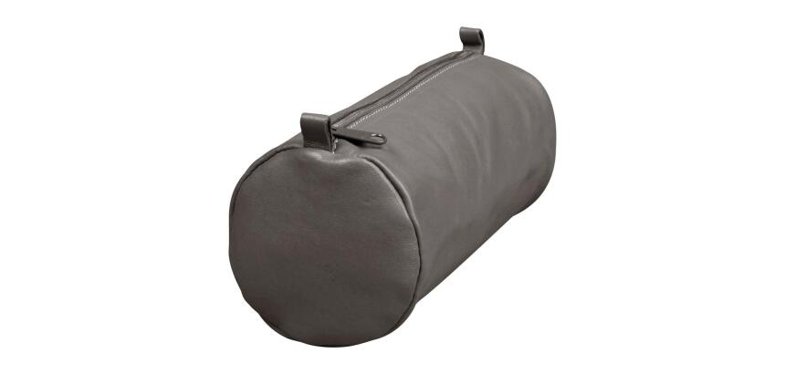 Trousse en cuir Age Bag Grande ronde 22xØ8 cm - Gris