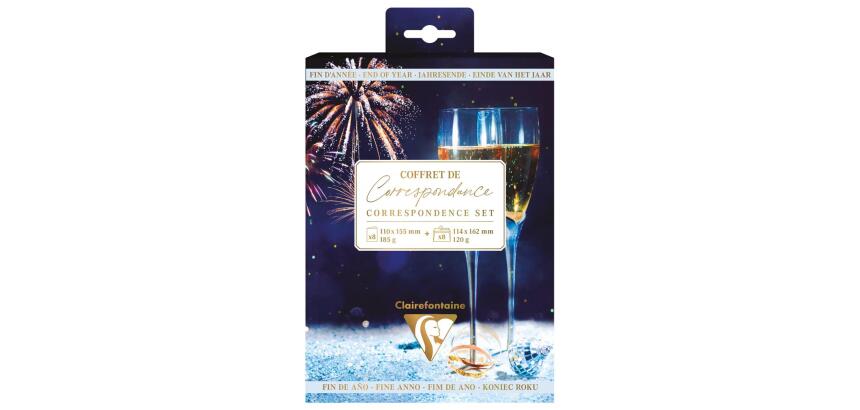 SET DE CORRESPONDANCE THÉMATIQUE, 8 enveloppes Pollen C6 (114x162mm) 120g + 8 cartes pliées 110x155m 185g, Fin d'année